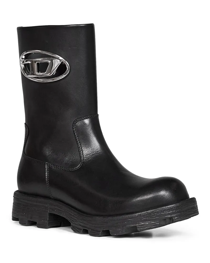Diesel Women's Biker Boots D-Hammer Black Wool Black