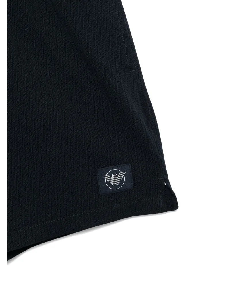 Emporio Armani Logo Patch Swim Shorts — Black Black