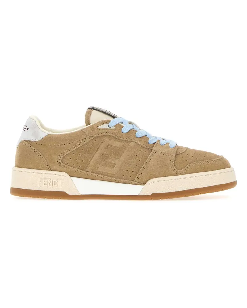 Fendi Men's Cappuccino Suede  Match Sneakers Lightecru+whi Mar.sc Beige
