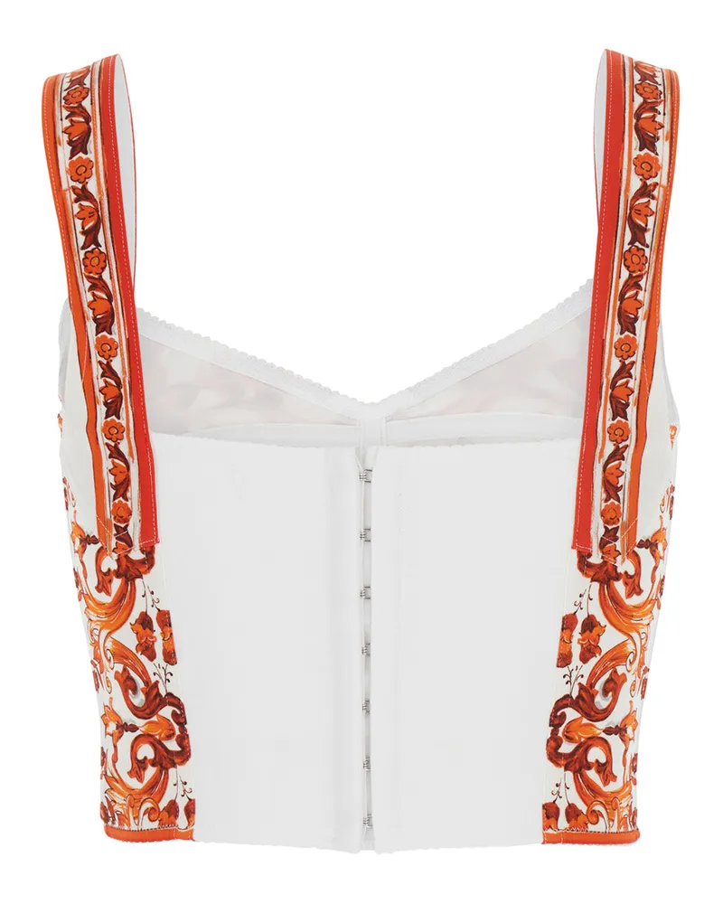 Dolce & Gabbana Women's Sleeveless Bustier Top Orange Silk Blend Tops Orange