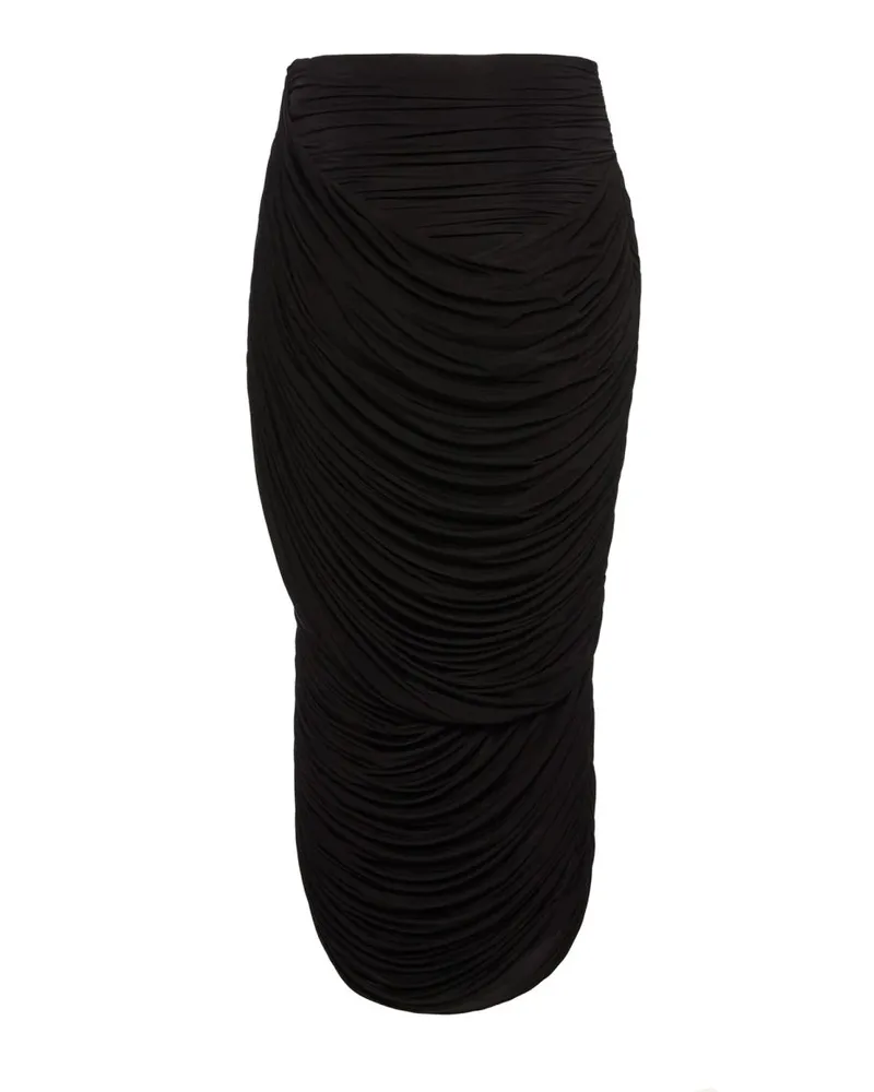 Magda Butrym Draped Cupro Midi Skirt — Black Black