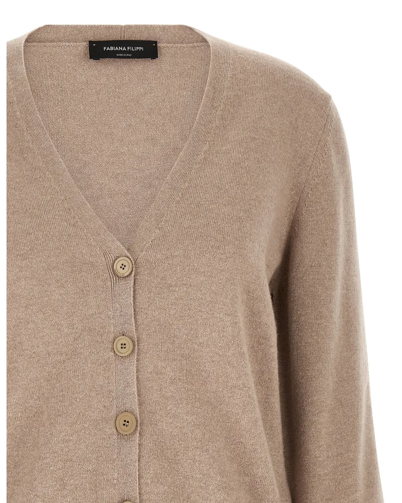 Fabiana Filippi Filo Diamante Cardigan — Beige Beige