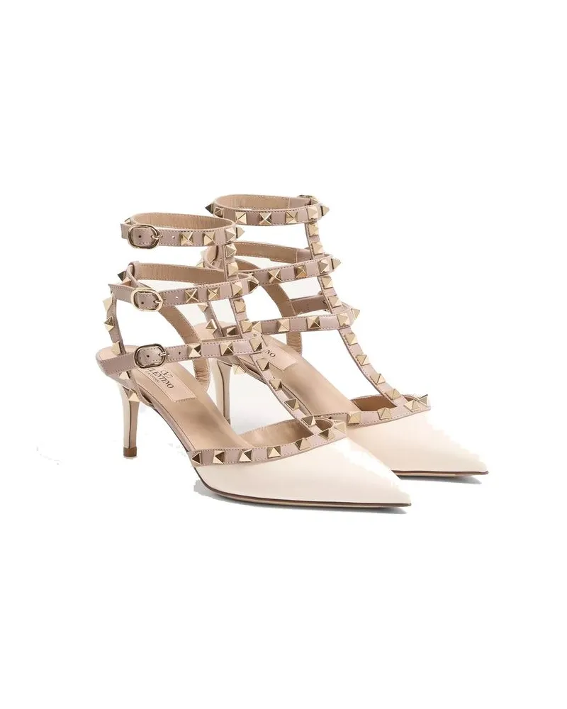 Valentino Garavani Women's Beige Calfskin Mid Heel Pumps Beige