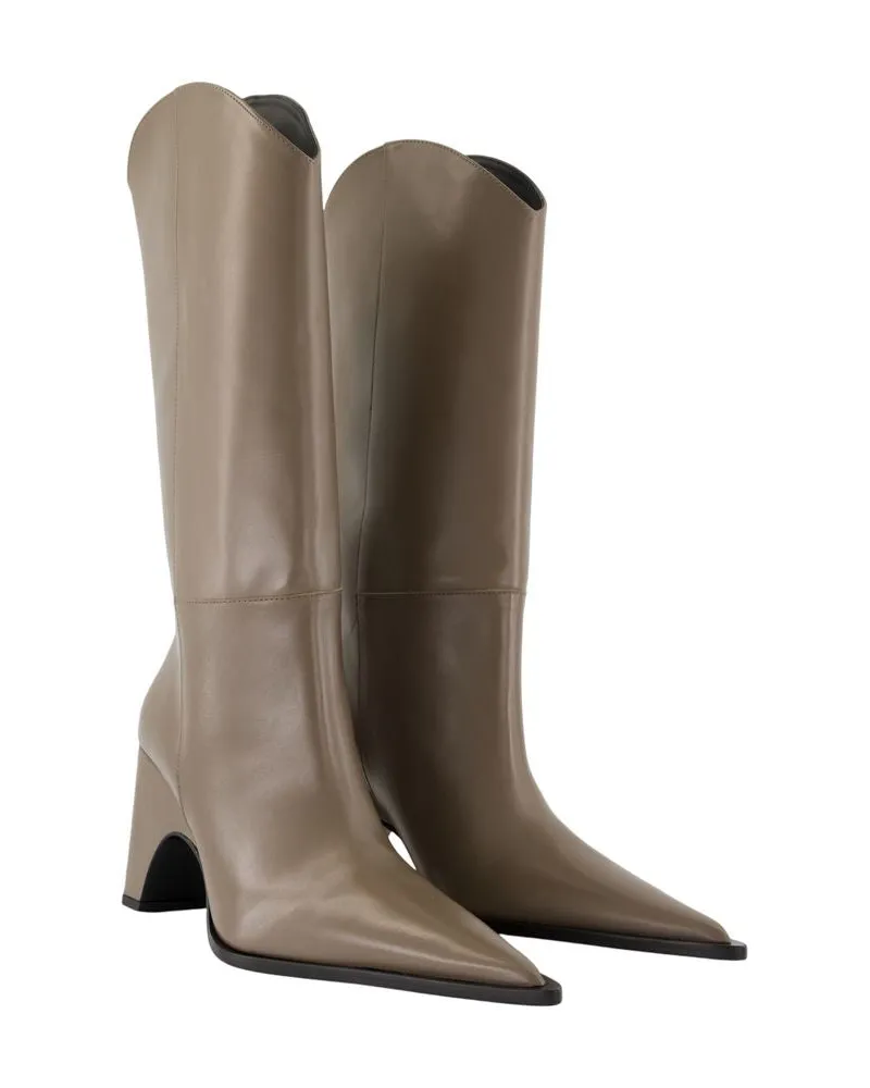 COPERNI Women's Cowboy Bridge Boots -  Leather Brown Calfskin Shoes Brown