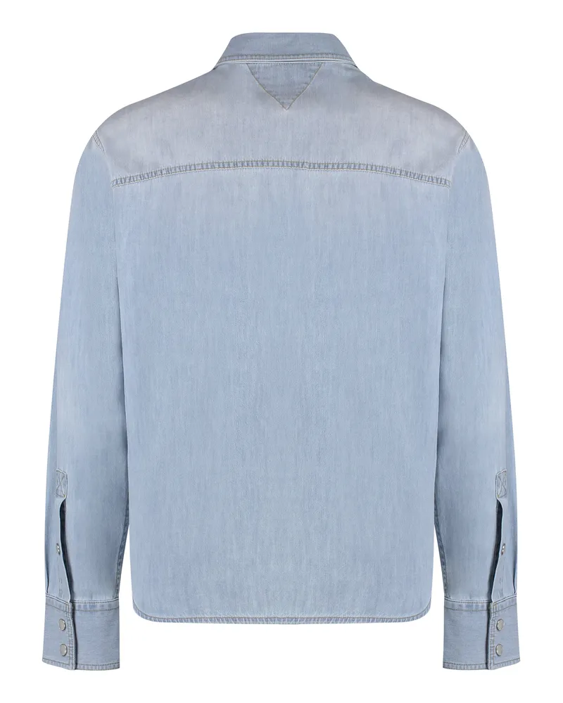 Bottega Veneta Men's Denim Shirt With Flap Pockets Main: Polyester Blue