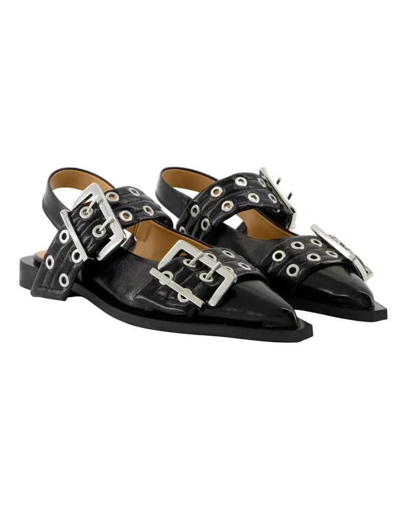 Ganni Women's Feminine Ballerinas -  Synthetic Black Plastic Shoes Flat-Shoes Black