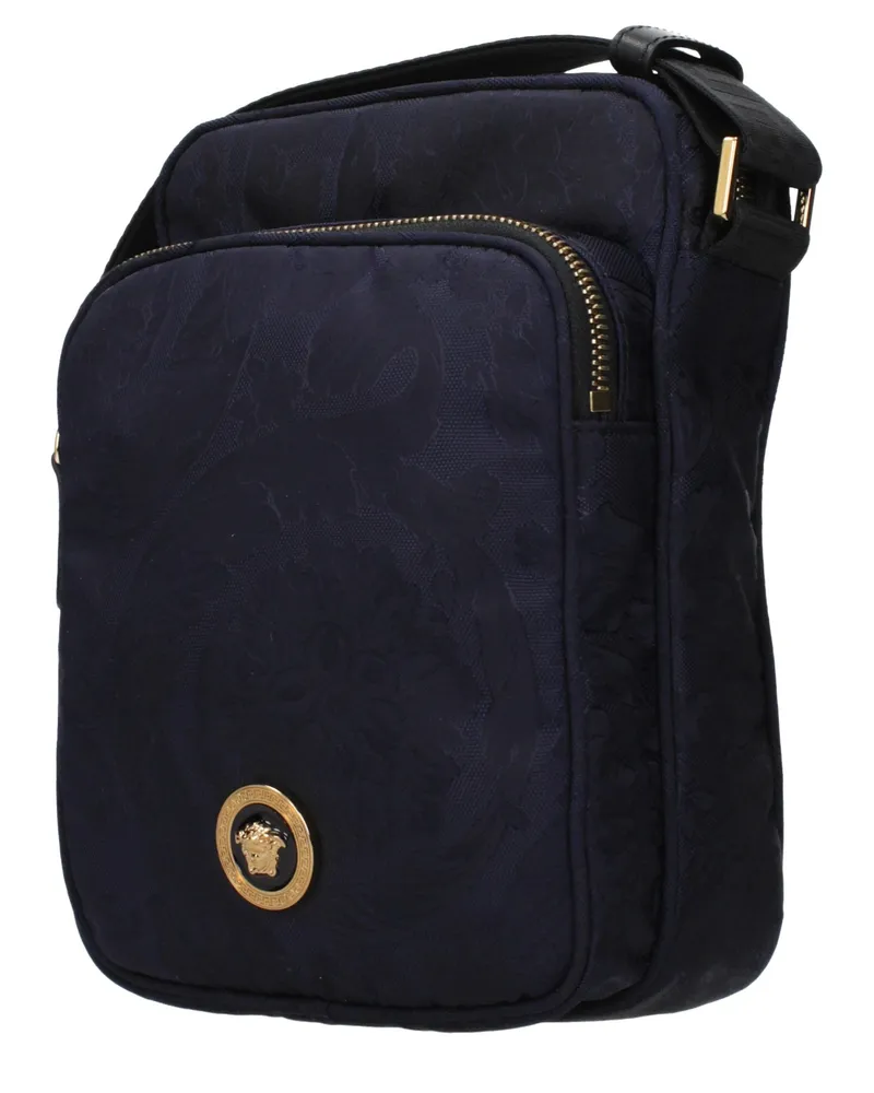 Versace Men's Blue Fabric Crossbody Bag Navy