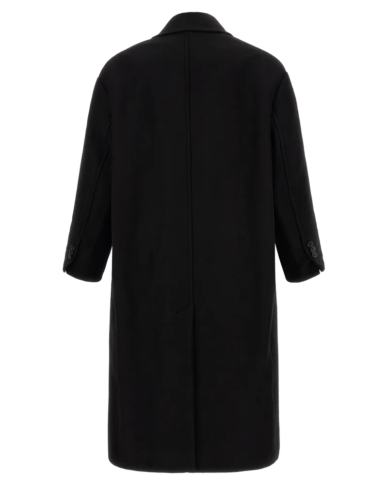 AMI Paris Double-Breasted Wool Coat — Black Black