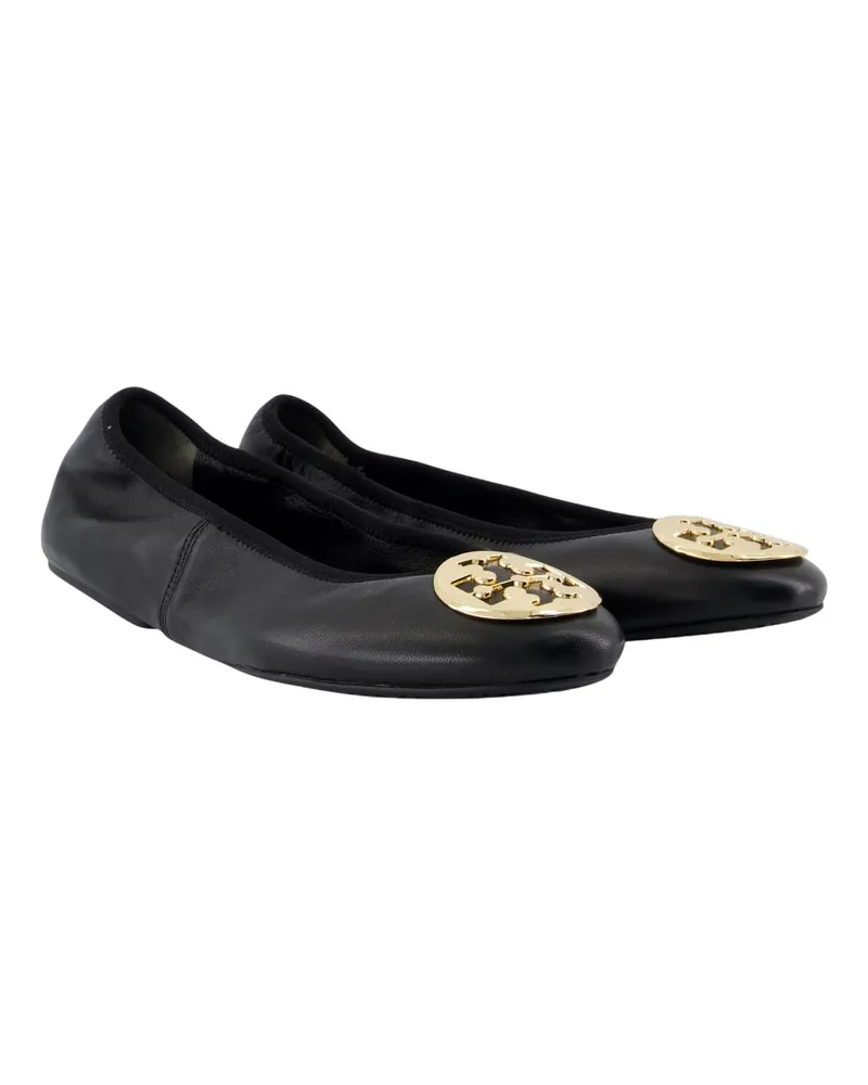 Tory Burch Women's Reva Travel Ballerinas -  Leather Black Calfskin Shoes Flat-Shoes Black