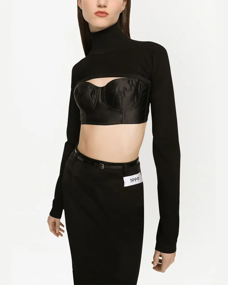 Dolce & Gabbana Cropped High-Neck Bodysuit — Black Black