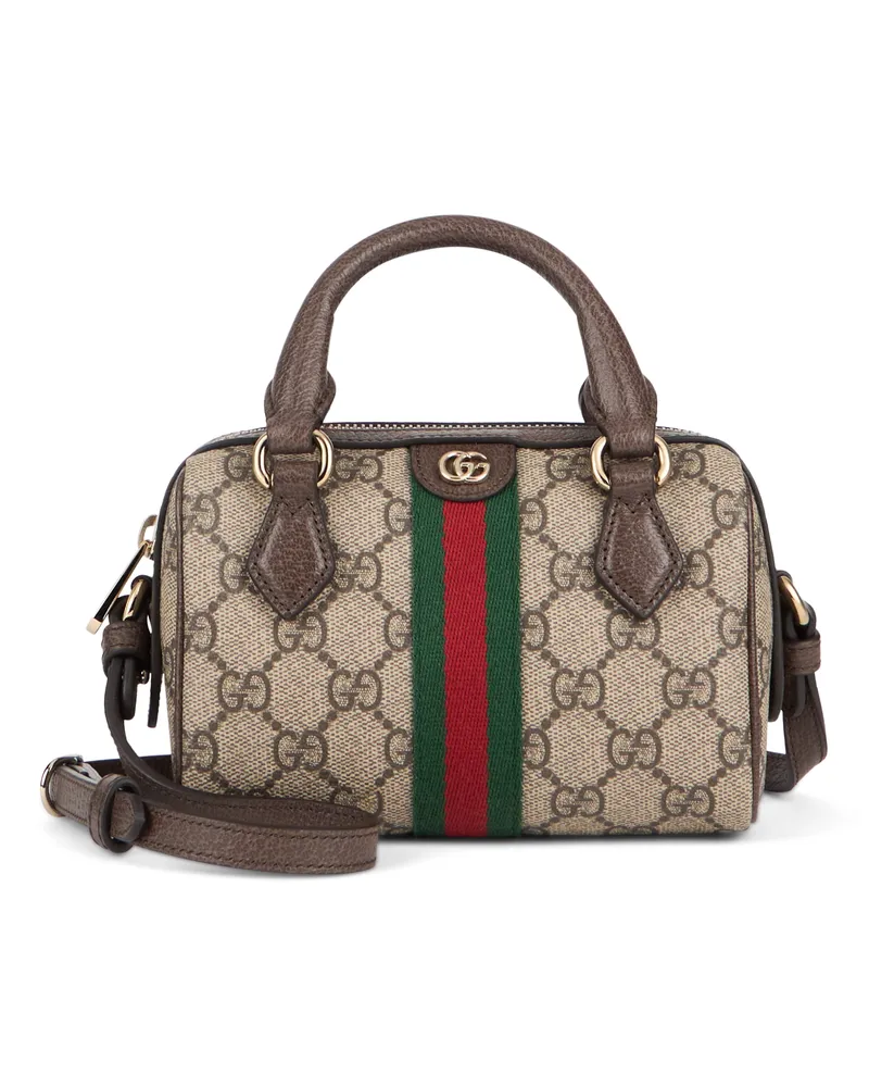 Gucci Women's Handbag Ophidia Mini Printed Canvas Beige-Ebony Polyurethane Handbags Beige/ebony Hand Bags Beige