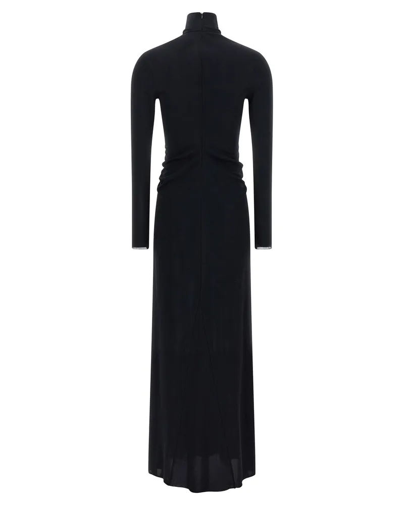 Fabiana Filippi Draped Turtleneck Dress — Black Black