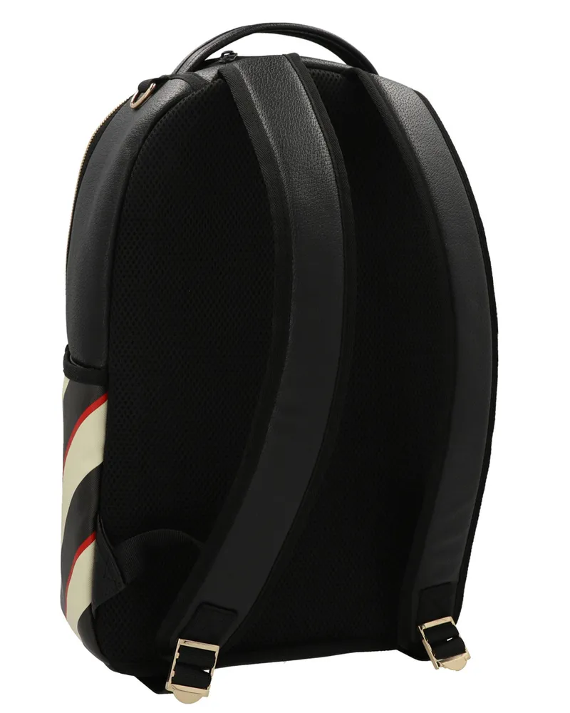 Seletti Chevron-Print with Graphic Lip Embellishment Backpack — Black Black