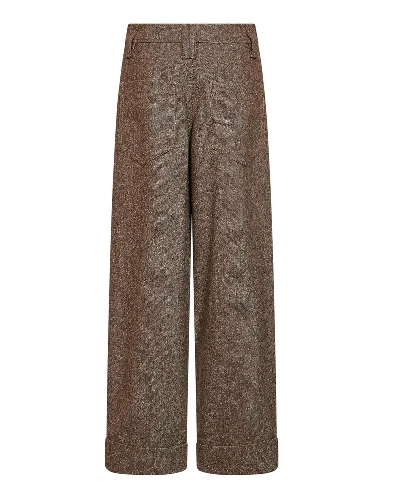 Brunello Cucinelli Women's Baggy Trousers Brown Virgin Wool Brown