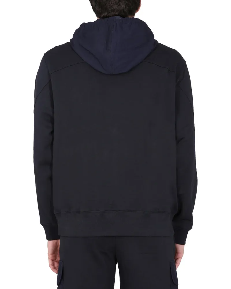 Paul Smith Hooded Logo-Print Organic Cotton Sweatshirt — Blue Blue