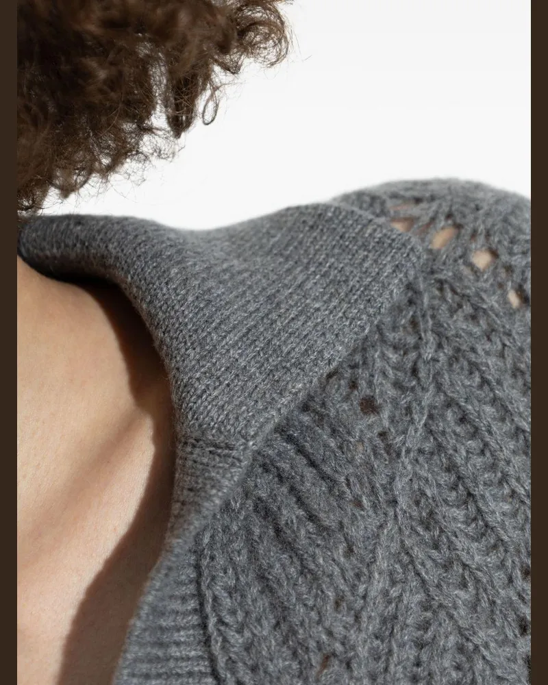 Etro Women's Polo Collar Cashmere Sweater Grey Gray