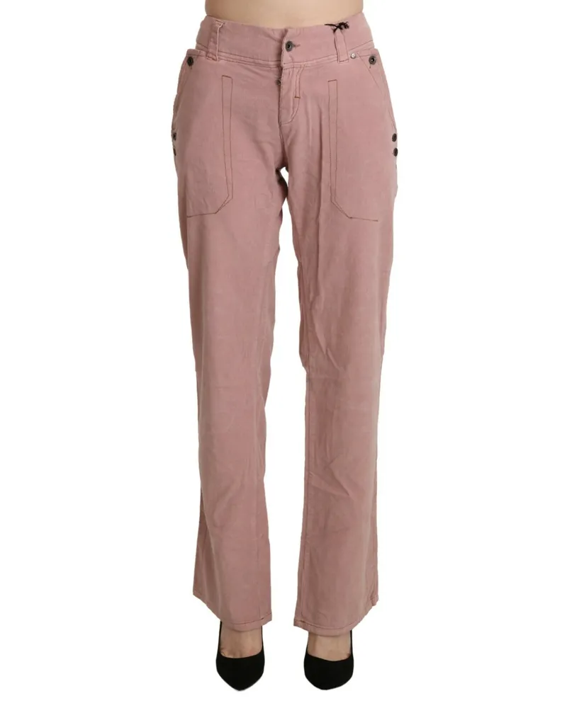 Ermanno Scervino Women's Cotton Pink High Waist Straight Trouser Pants Pink