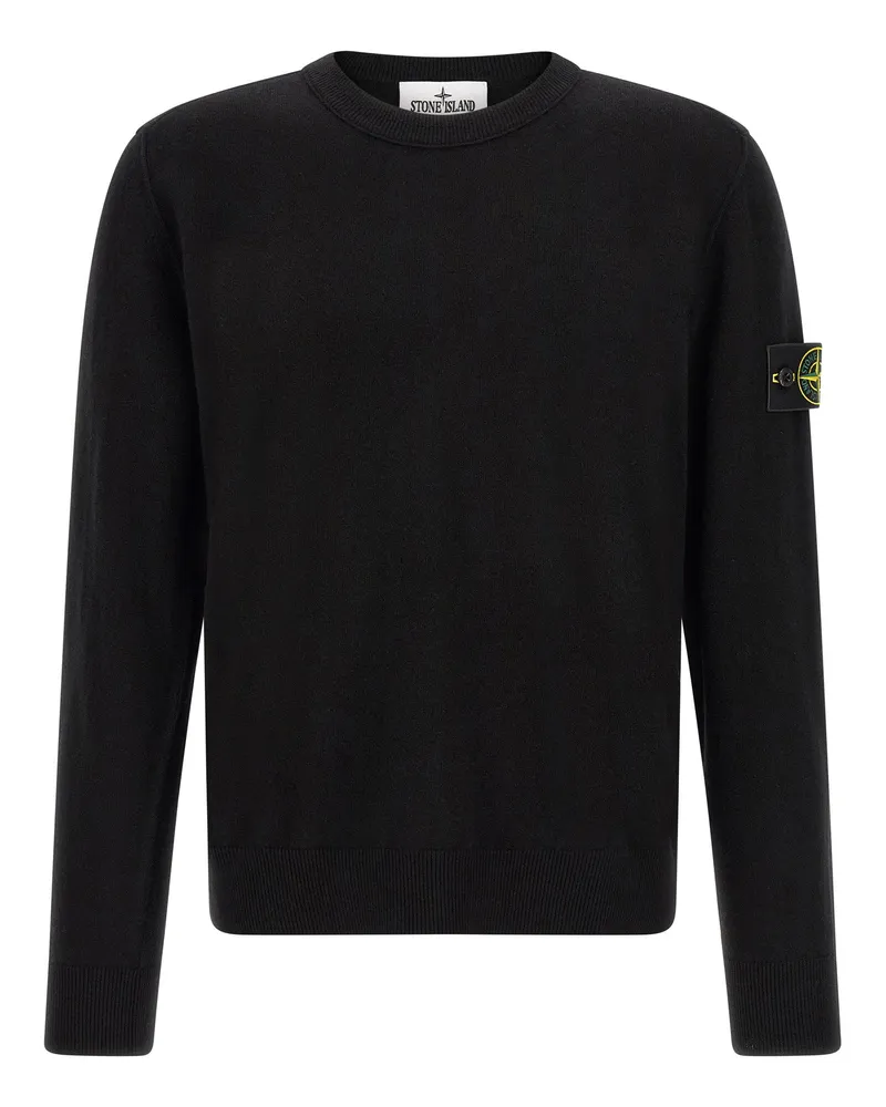 Stone Island Virgin Wool Crew Neck Sweater — Black Black
