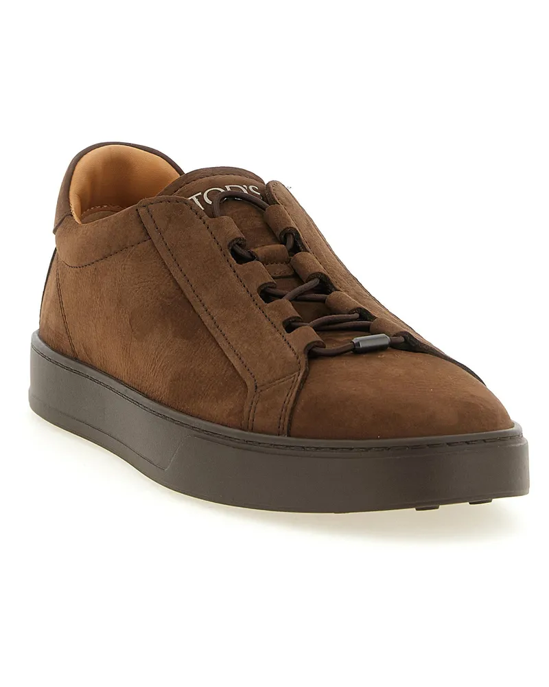 TOD'S Nubuck Leather Sneaker — Brown Brown