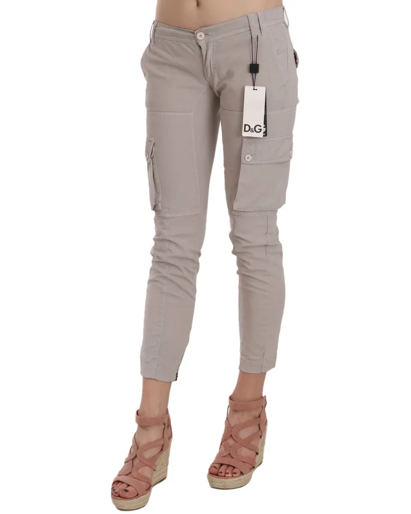 Dolce & Gabbana Women's Casual Fitted Khaki Trousers Pants Cotton Blend Beige