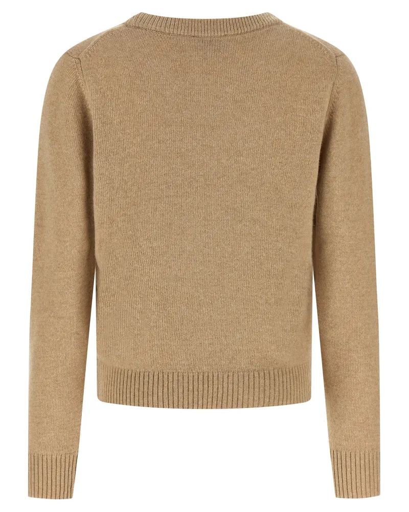 Ganni Banana-Graphic Intarsia Knit Sweater — Beige Beige