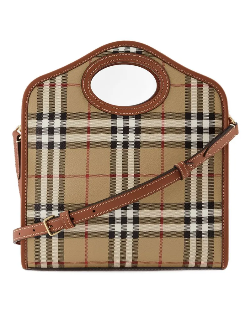 Burberry Checked Canvas Mini Bag — Brown Brown