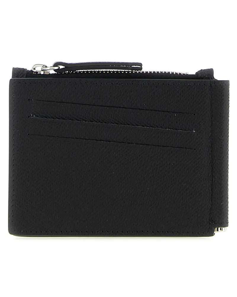 Maison Margiela Leather with Logo Detail Wallet — Black Black