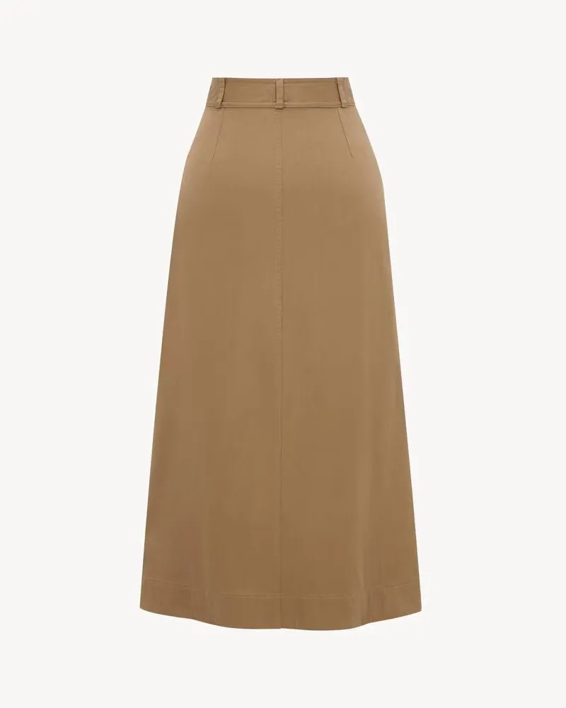 Saint Laurent Utility-Pocket A-Line Skirt — Beige Beige
