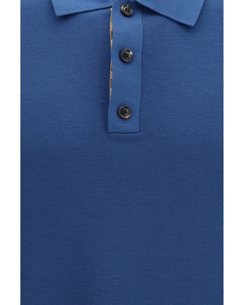 Burberry Fleece Wool Knit Polo — Blue Blue