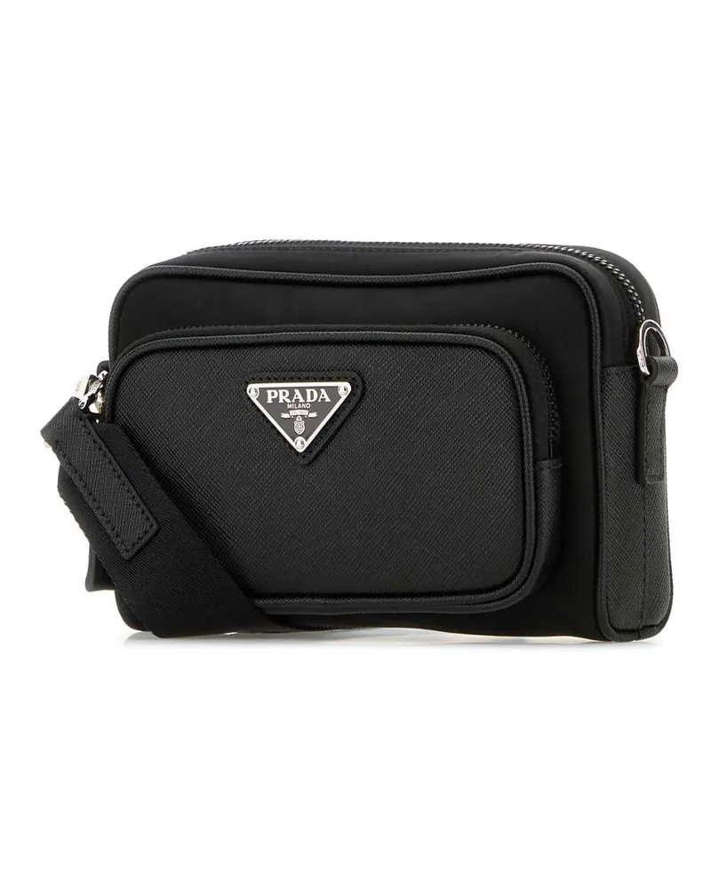 Prada Men's Black Re-Nylon And Leather Crossbody Bag Nero Poliammidericiclata-Vitello Borse A Tracolla Black
