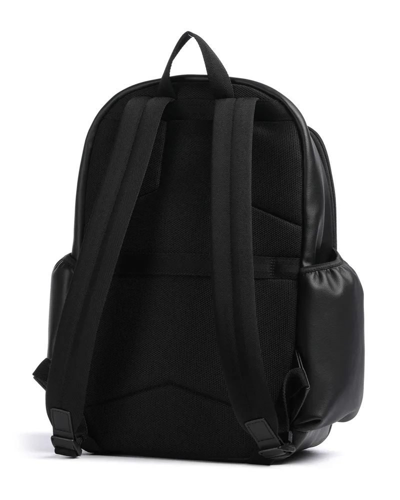 HUGO BOSS Men's Backpack Black Leather Recycled Polyester Backpacks Black