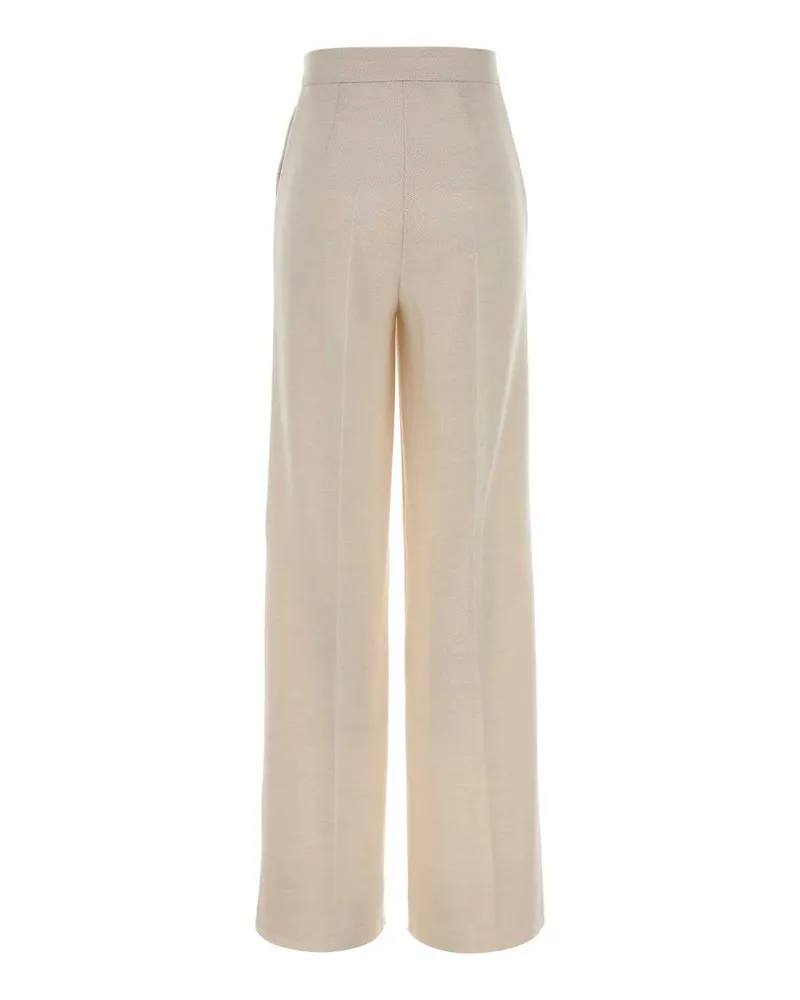 Max Mara 2611781031600 001 Avorio Exterior: Virgin Wool Pantaloni Trousers Beige