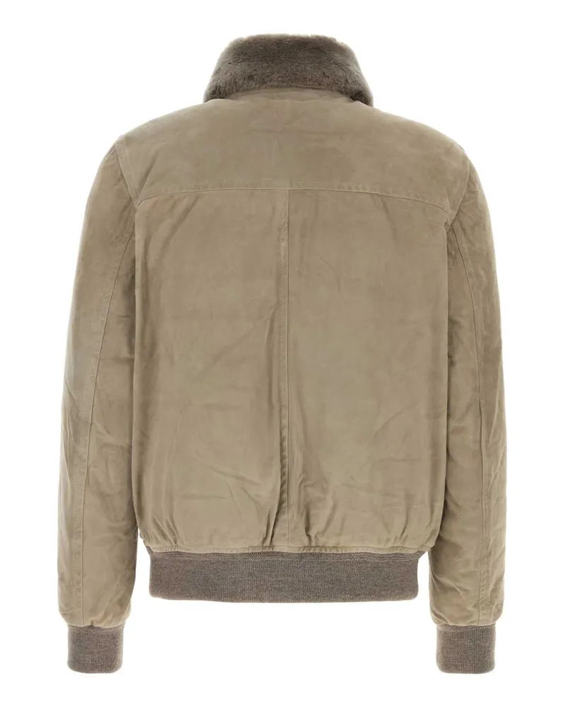 MOORER Men's Dove Grey Suede Antenore Dow Jacket Tortora Giubbini Gray