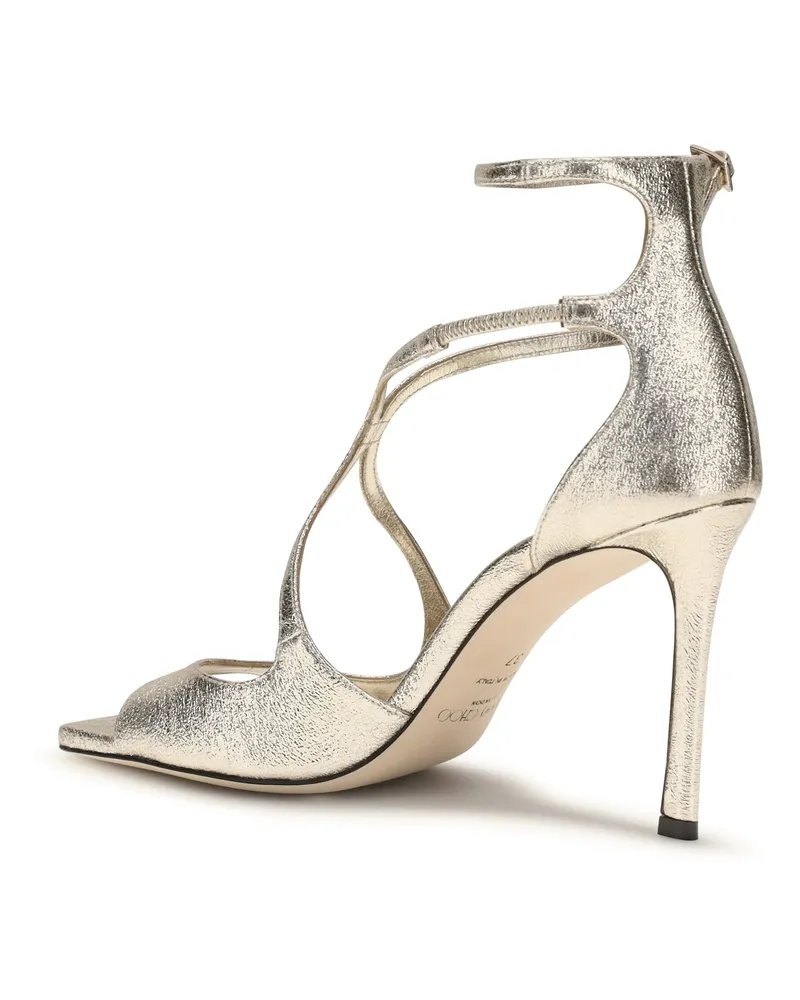 Jimmy Choo Women's Sandals Azia Platinum Glitter Calf Leather Silver