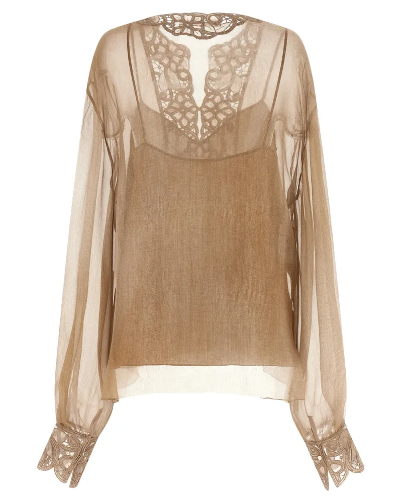 Ermanno Scervino Women's Beige Silk Blouse Beige
