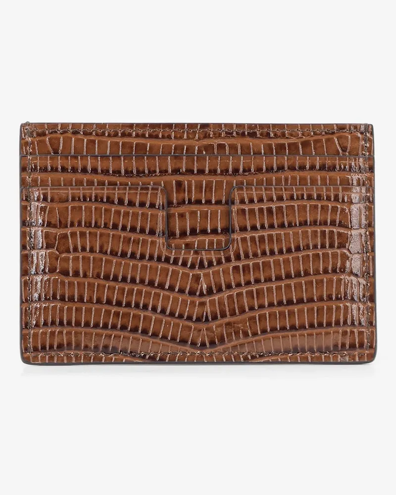 Tom Ford Men's Card Holder Brown Leather Wallets & Cardholders Brown