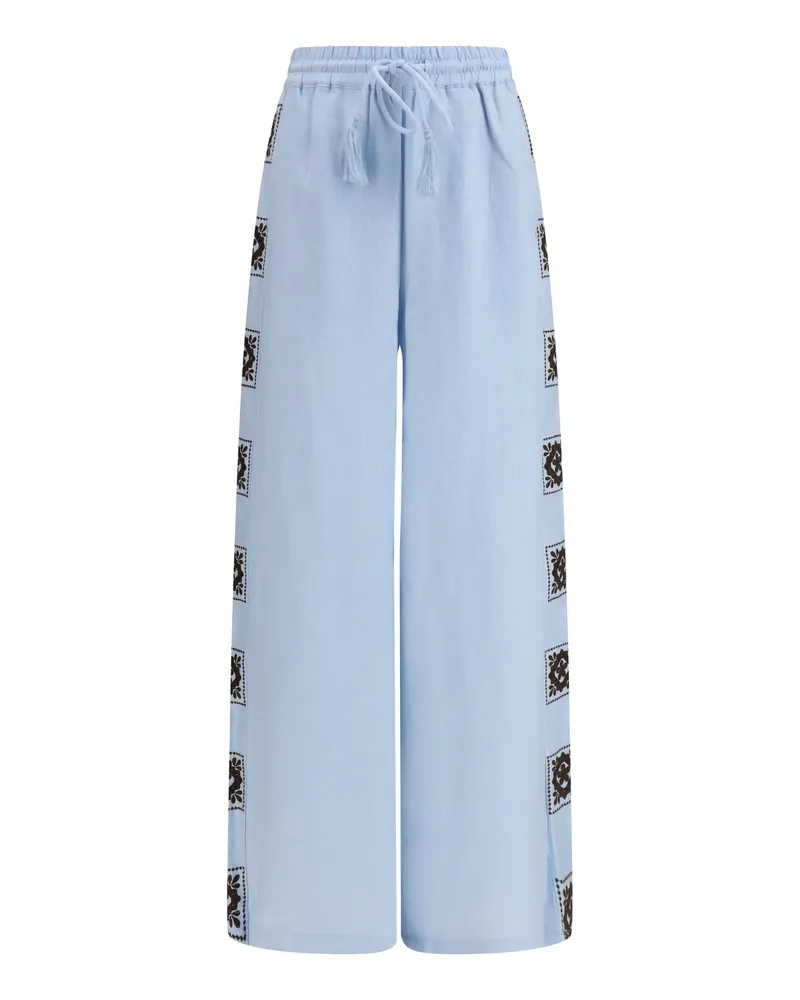 ALEMAIS Women's Trousers Grace Pale Blue Linen Blue