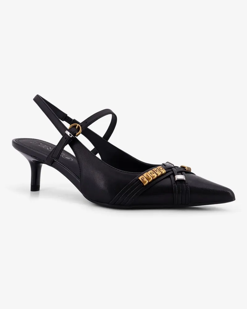 Pinko Women's Leather Pumps Gloria 18 Black High Heel Shoes Black