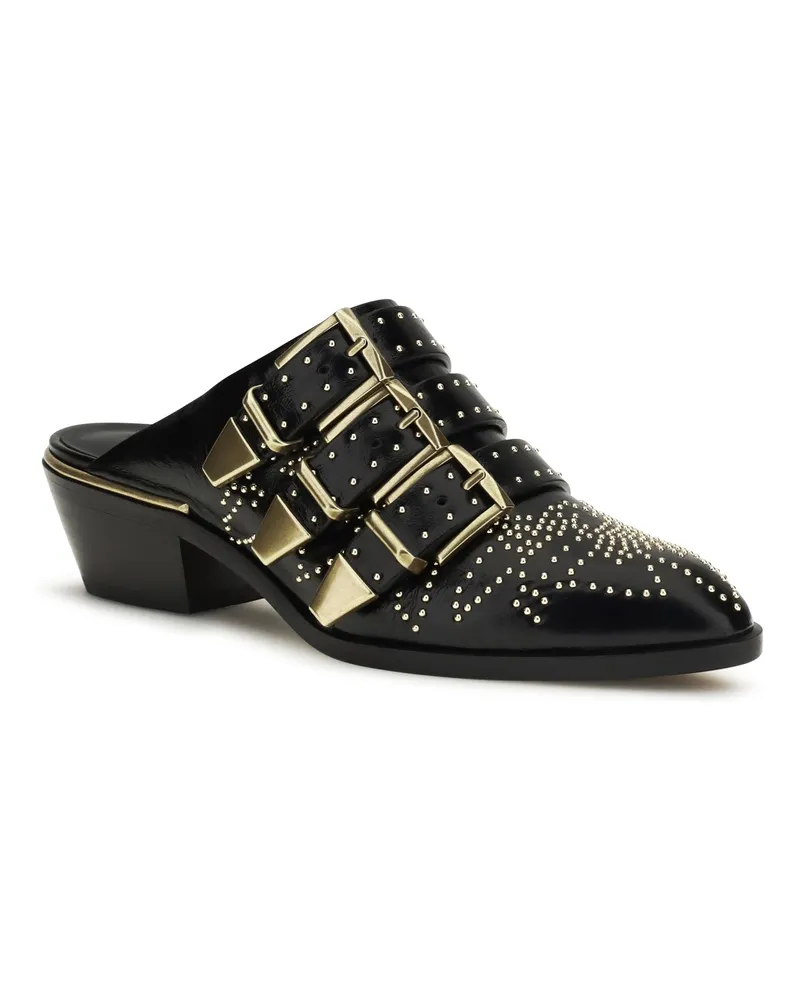 Chloé Women's Susan Leather Mules Black Calf Bos Taurus Sandal Black