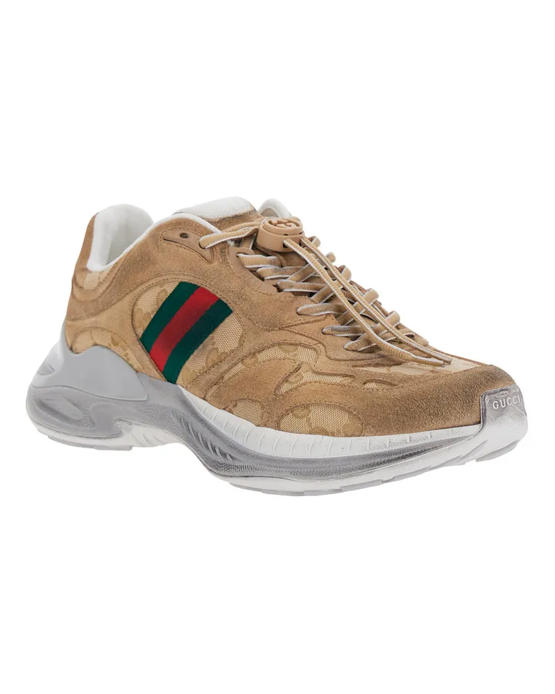 Gucci Men's Sneakers 2.0 Beige Leather Calf Trainers Beige
