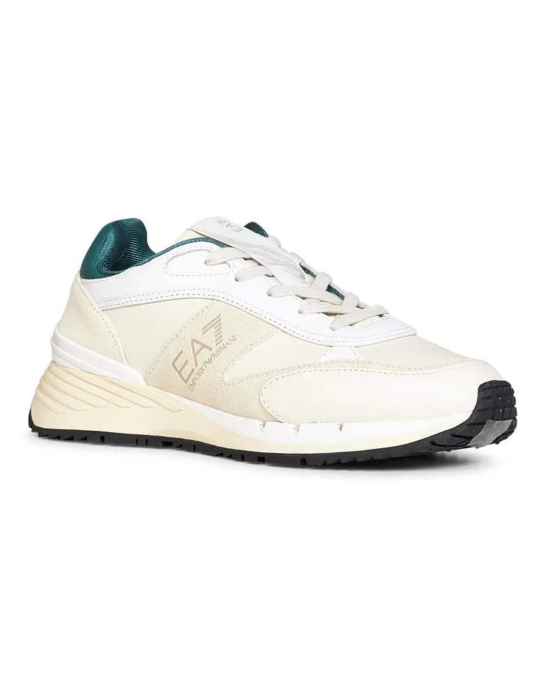 EA7 Beige Leather Calf Sneaker — Beige Beige