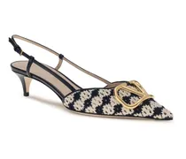 Women's Vlogo Signature Slingback Pumps Crochet Fabric 3nl Goatskin-Hircus Goatskin Goatskin/hircus High Heel Shoes