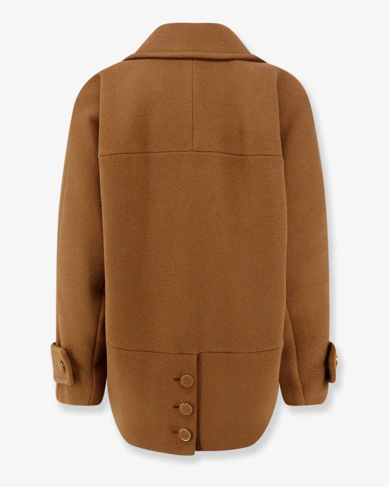 Chloé Women's Coat Short Wool Brown Brown