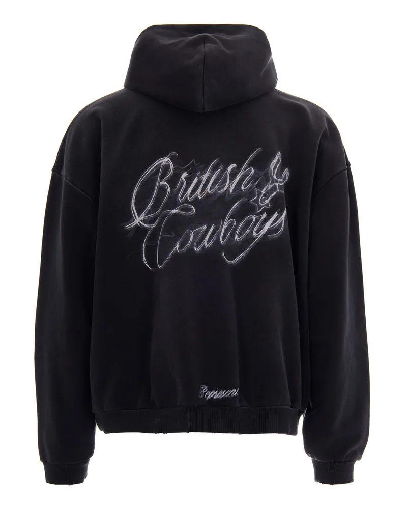 REPRESENT Men's Hoodie British Cowboys Stained Black Cotton Sweatshirts Sweater Black