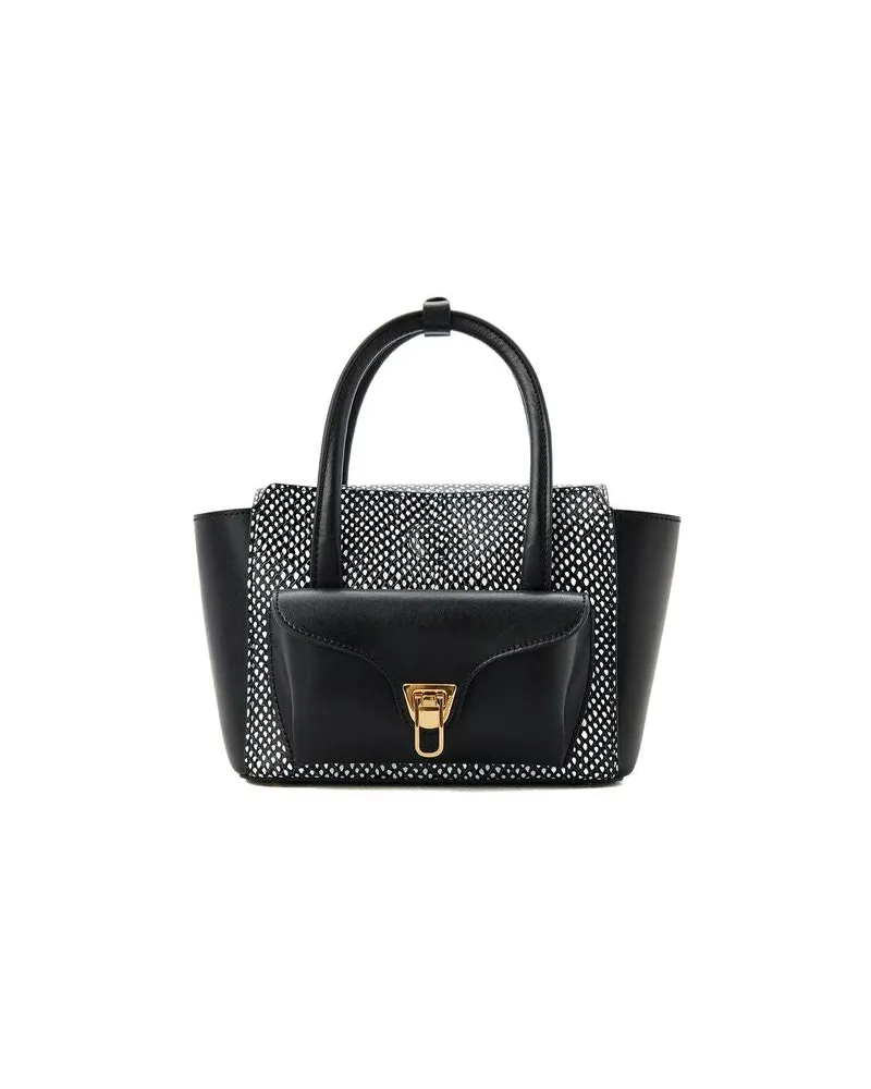 Coccinelle Women's Handbag Black-Black Calf Split Leather Bags - Handbags Black/black Black