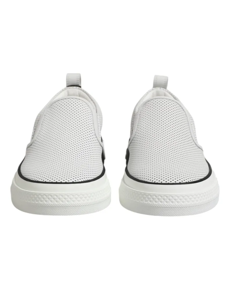 Dolce & Gabbana Perforated Leather Sneakers — White White