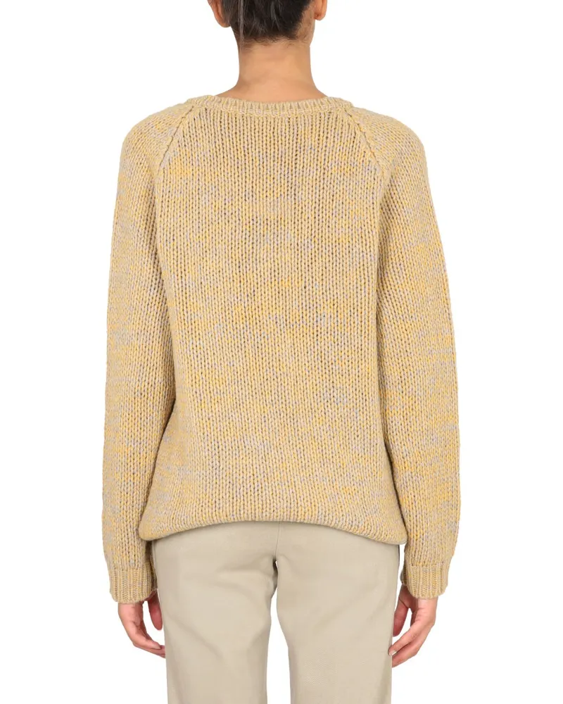 ASPESI Virgin Wool V-Neck Sweater — Yellow Yellow