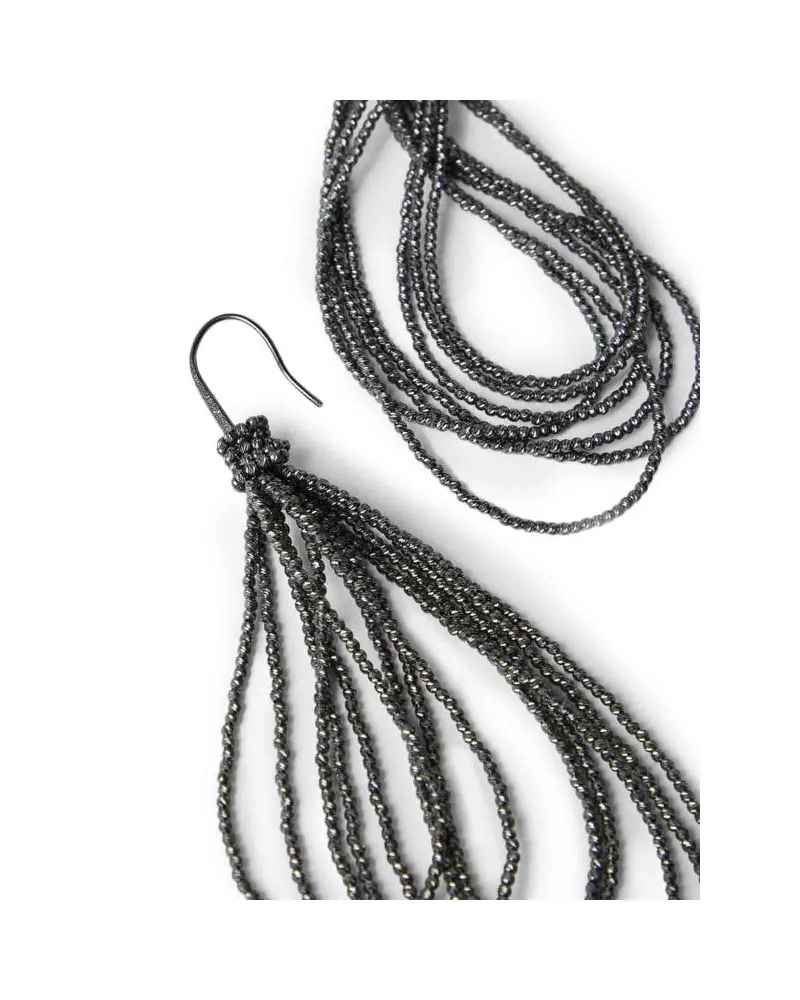 Brunello Cucinelli Womens Gunmetal Silver Drop Earrings Bijoux Gunmetal