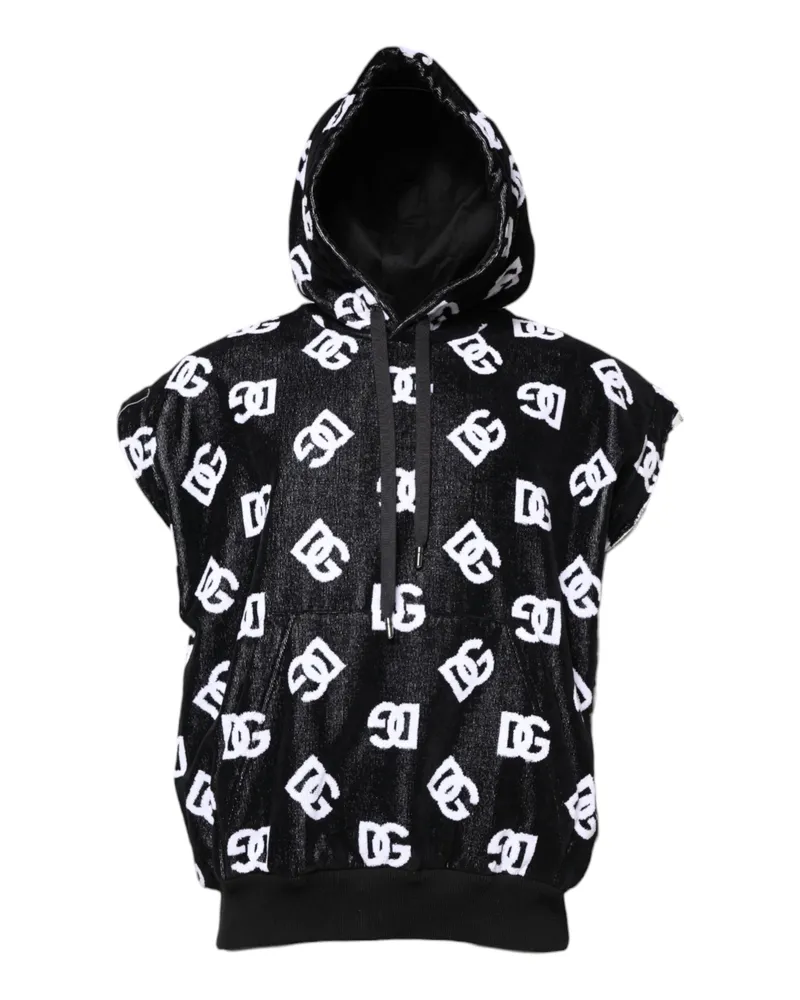Dolce & Gabbana Logo-Print Cotton Hoodie — Black Black