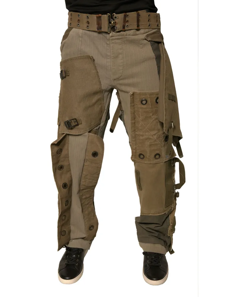 Dolce & Gabbana Men's Multicolor Reconstructed Flight Cargo Pants Cotton Hemp Multicolor